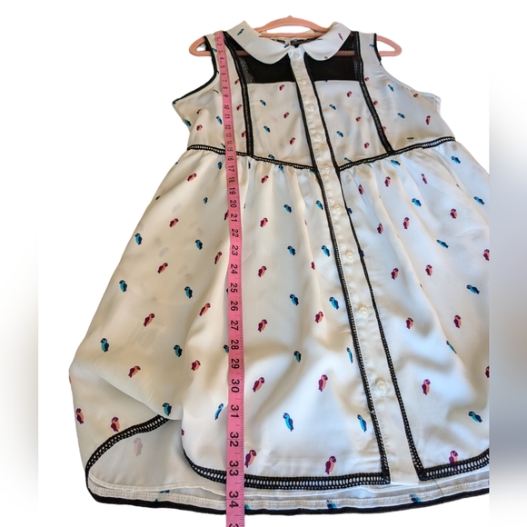 BCBG Parrot Bird Summer Mini Dress Mesh and Collar Details szM - Picture 7 of 11